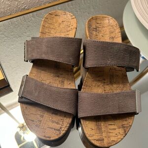 Vionic Women's Brown Cork-Effect Double Strap Sandals Sz 7
